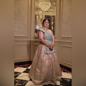 Gorgeous Pastel pink&blue colored lehenga. Size XL